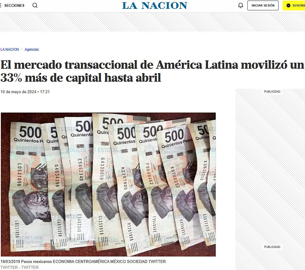 El mercado transaccional de Amrica Latina moviliz un 33% ms de capital hasta abril